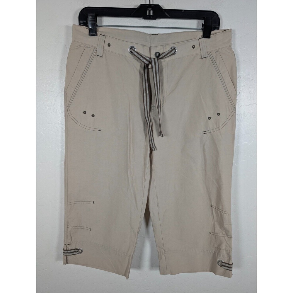 Columbia Pants‎ Womens Small Tan Capri Waist Draw Cord Pockets Hiking Outdoor